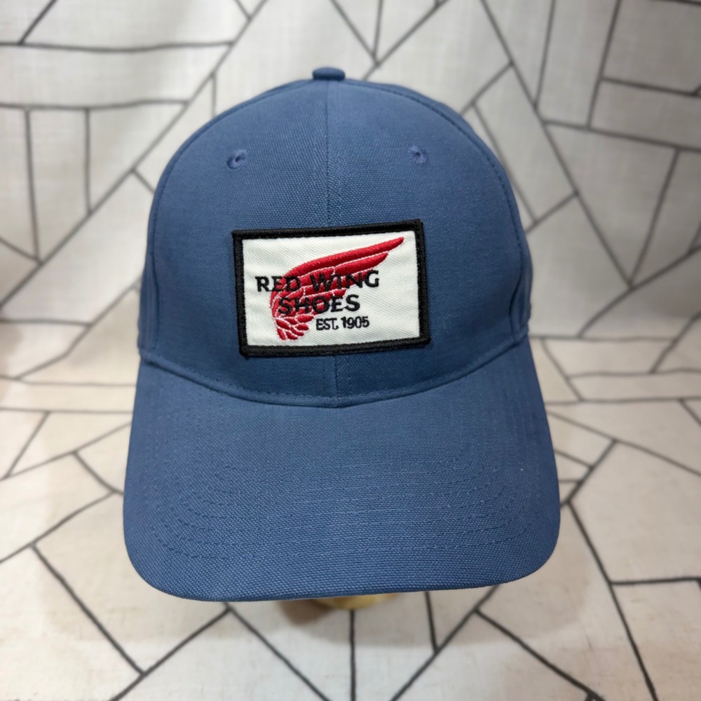 Red Wing Shoes Snapback‎ Hat OS Blue Canvas Logo Patch Baseball Cap EST 1905